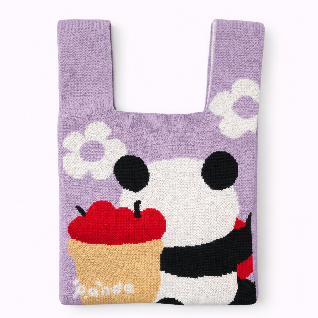 Connecticut Apple Panda Knit Tote