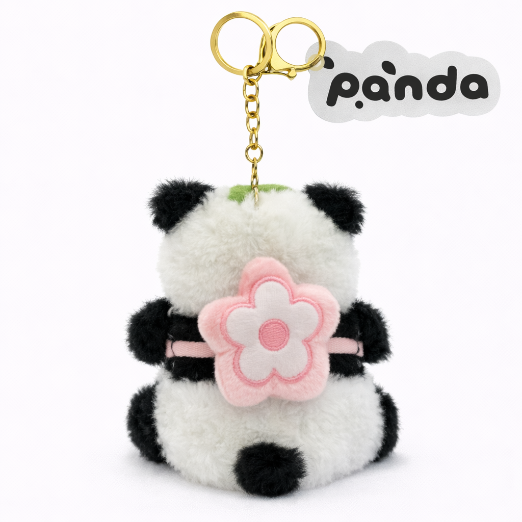 Panda plush pendant with Flower backpack