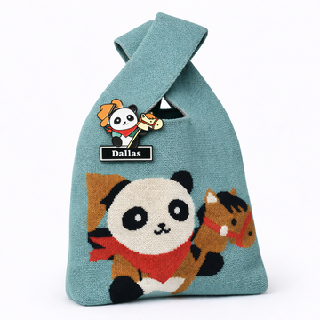 Dallas Rodeo Panda Pin + Knit Tote Gift Set