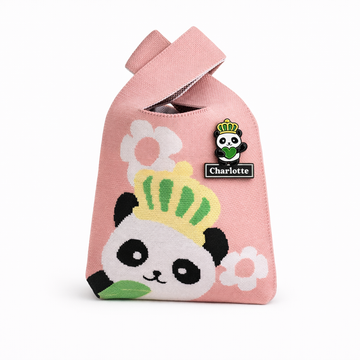 Charlotte Crown Panda Pin + Knit Tote Gift Set