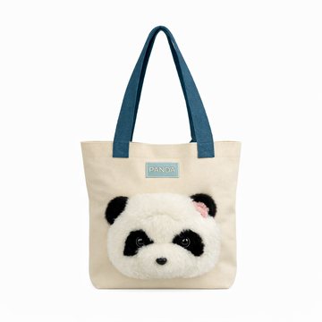 Panda Plush Canvas Tote Bag