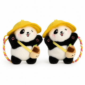 Yellow Hat Panda Plush Phone Back Clip – Cute Mobile Accessory