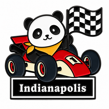 2026 Indianapolis Panda Enamel Pin – Racing City Souvenir Design