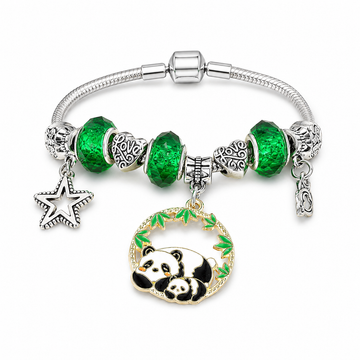 Panda Charm Bracelet with Green Beads- Random