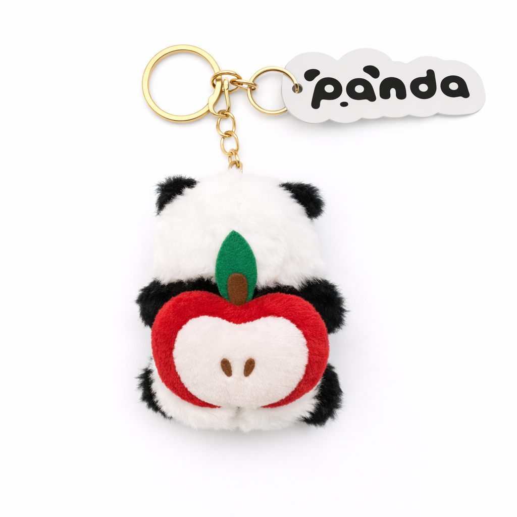 Red Apple Panda Plush Pendant