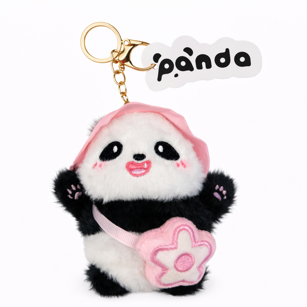 Bucket Hat Panda Plush Pendant