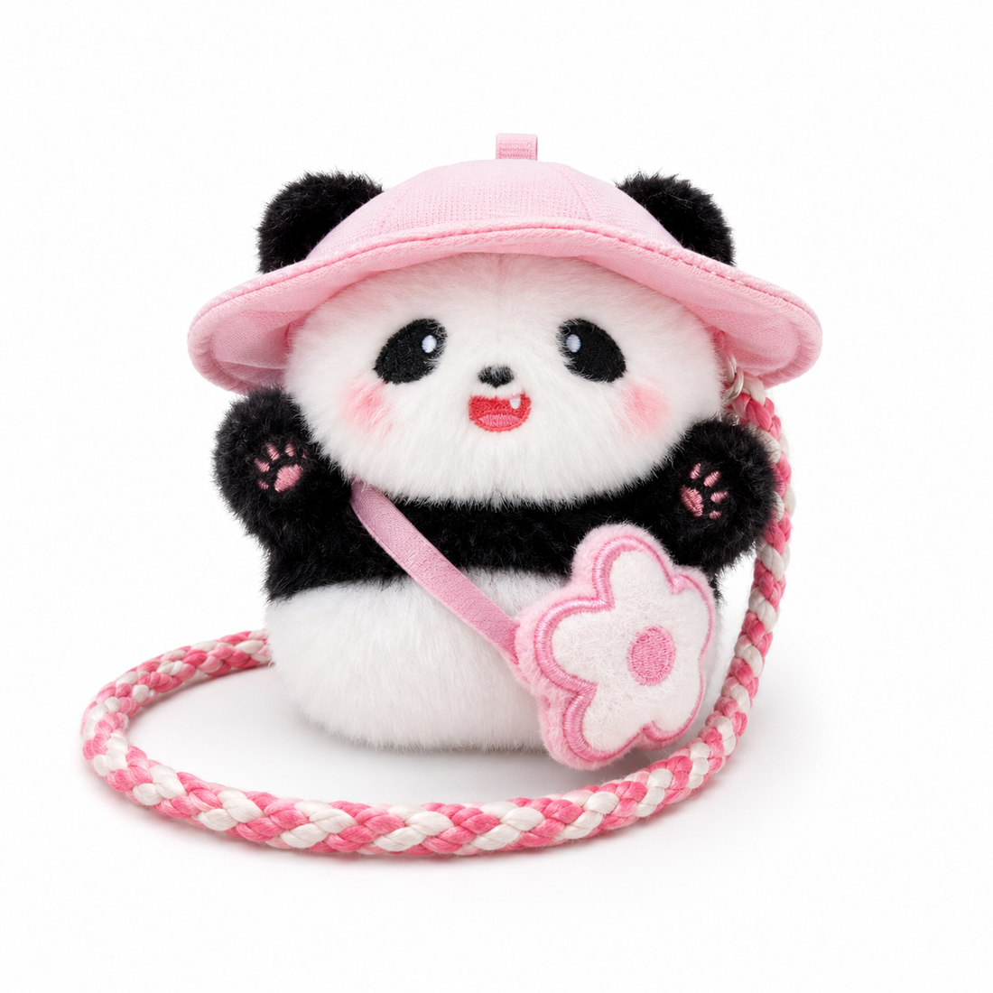 Pink Hat Panda Plush Phone Holder – Cute Desk Stand