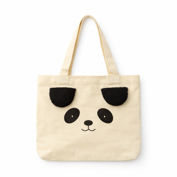 Panda Canvas Tote Bag with Plush Ears