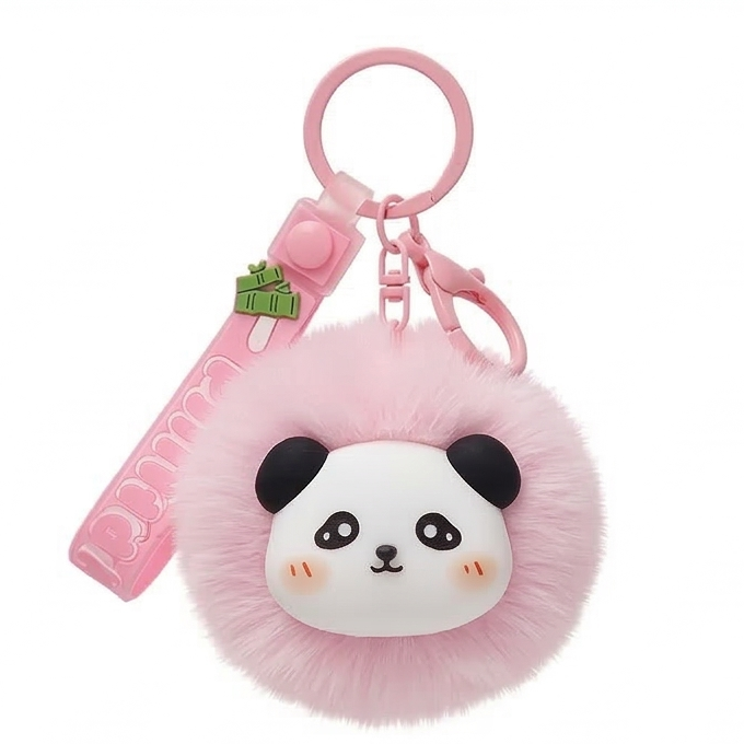 Fluffy Panda Pom-Pom Keychain