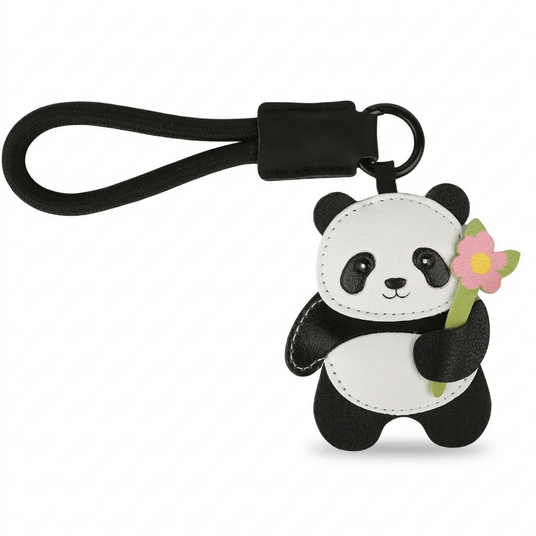 Panda  Leather Keychain Charm – Cute Wrist Strap Bag Accessory
