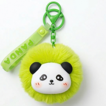 Fluffy Panda Pom-Pom Keychain