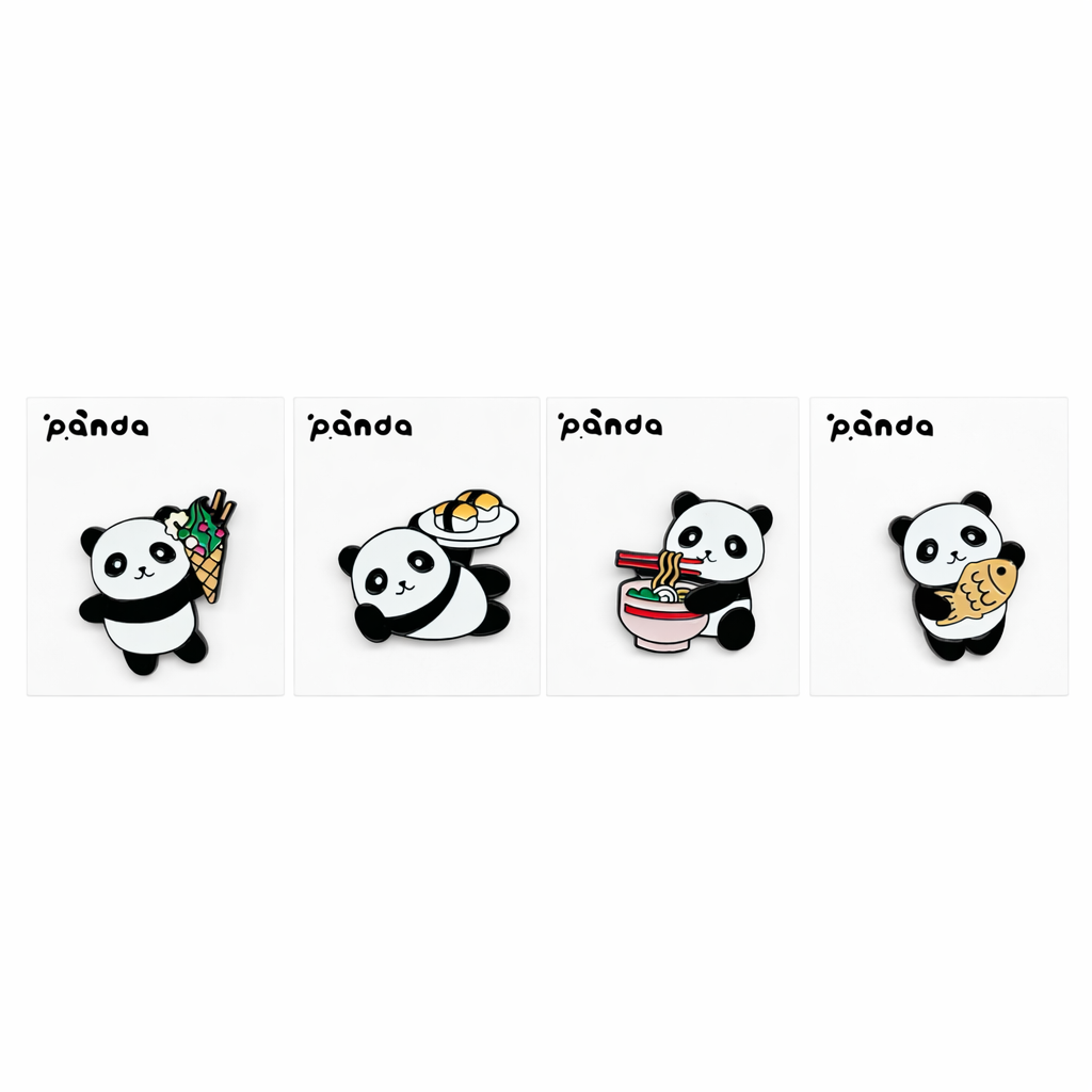 Japanese Foodie Panda Pin Set (4-Pack)