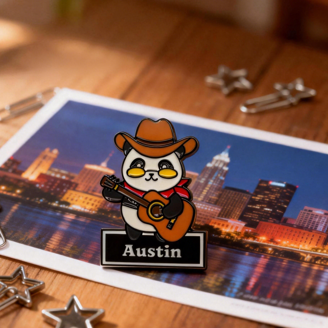 Austin Strummer Panda Pin